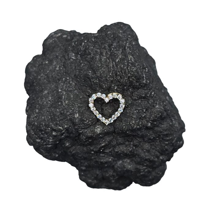 9Kt Yellow Gold Cubic Zirconia Heart Slider Pendant
