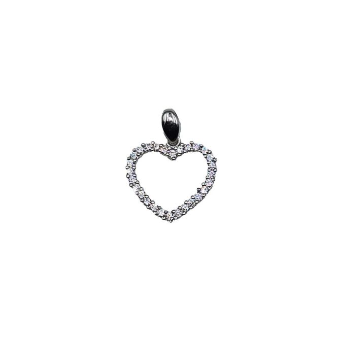 9Kt White Gold Cubic Zirconia Heart Pendant