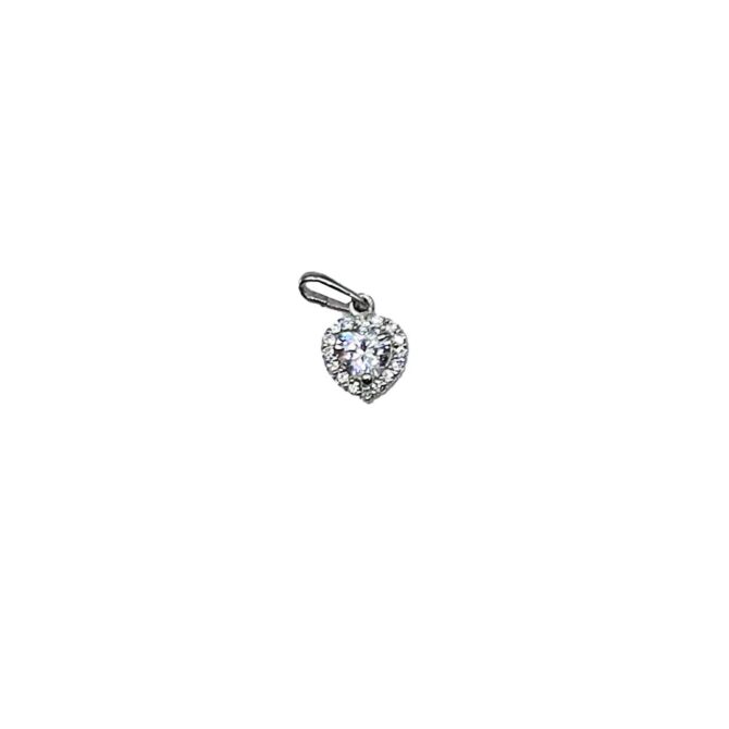 9Kt White Gold Cubic Zirconia Heart Pendant