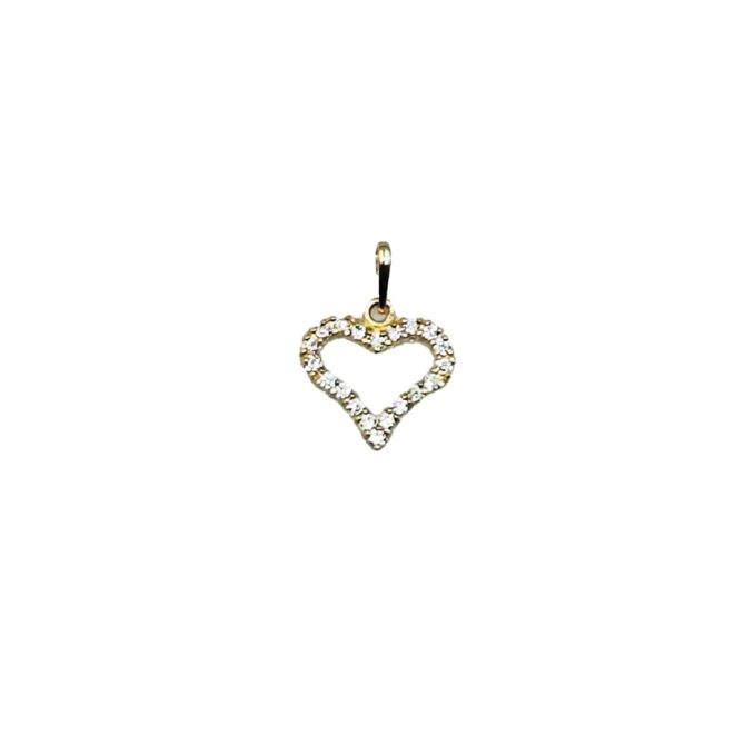 9Kt Yellow Gold Cubic Zirconia Heart Pendant