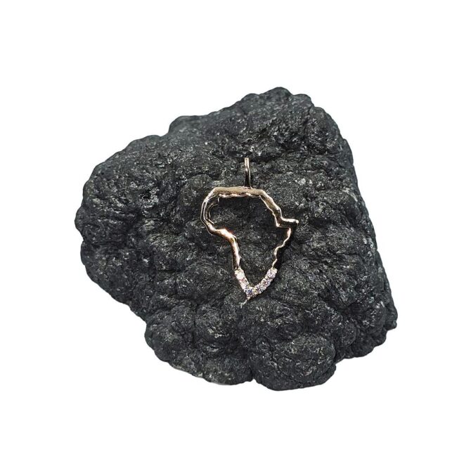 9Kt Rose Gold Cubic Zirconia Map of Africa Pendant 18mm