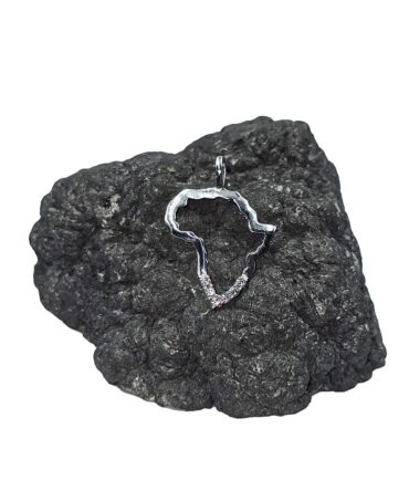 9Kt White Gold Cubic Zirconia Map of Africa Pendant 18mm