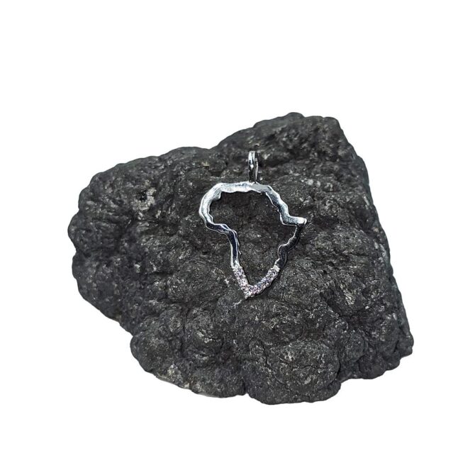 9Kt White Gold Cubic Zirconia Map of Africa Pendant 18mm