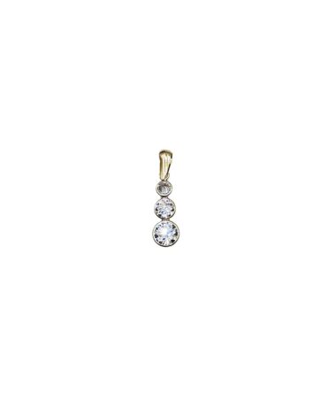 9Kt Yellow Gold 3 Stone Cubic Zirconia Pendant