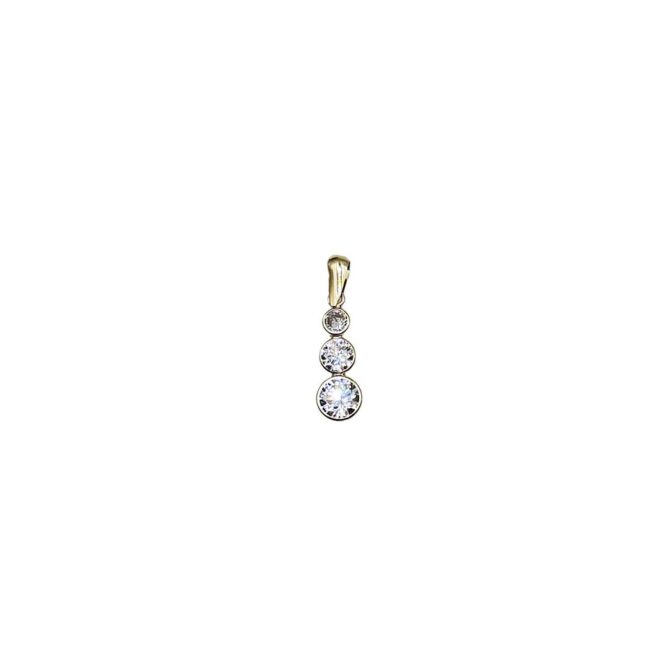 9Kt Yellow Gold 3 Stone Cubic Zirconia Pendant