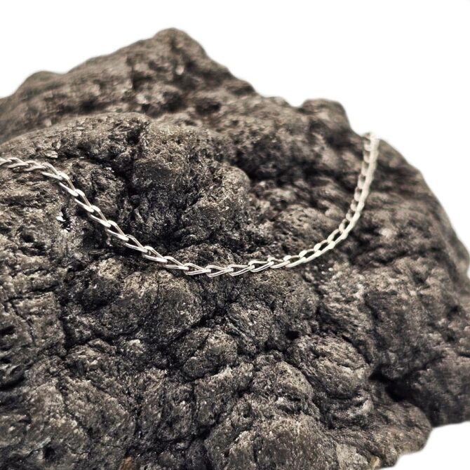 9Kt White Gold Open Curb Long Link Chain 45cm