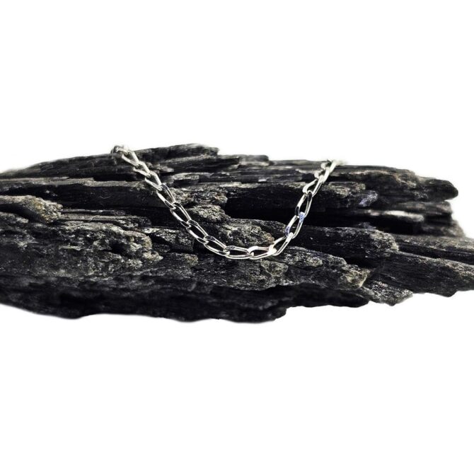9Kt White Gold Open Curb Long Link Chain 45cm