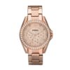 Fossil Women's Riley Rose Gold Round Stainless Steel Watch