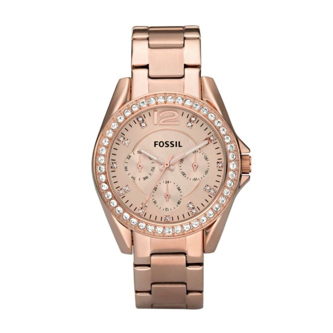 Fossil Women's Riley Rose Gold Round Stainless Steel Watch