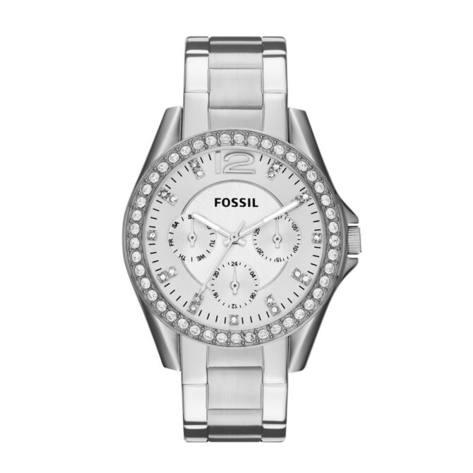 Fossil Women's Riley Silver/Steel Round Stainless Steel Watch