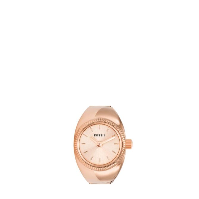 Fossil Women's Watch Ring Two-Hand Rose Gold-Tone Stainless Steel