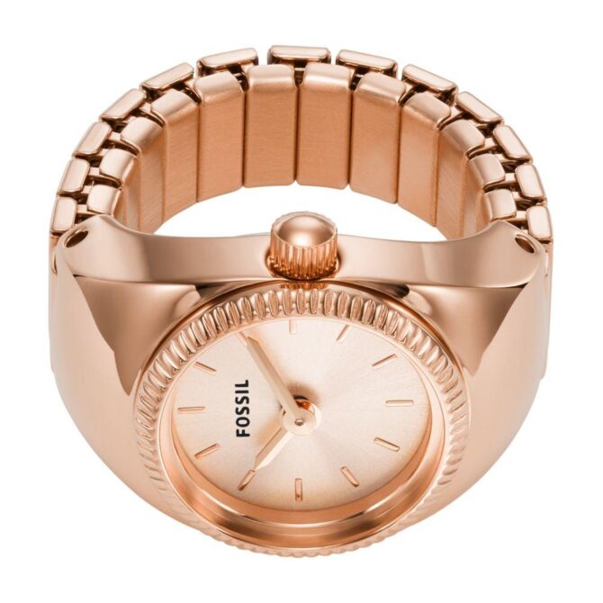 Fossil Women's Watch Ring Two-Hand Rose Gold-Tone Stainless Steel