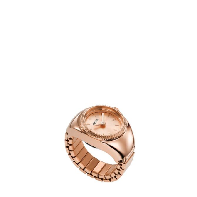 Fossil Women's Watch Ring Two-Hand Rose Gold-Tone Stainless Steel