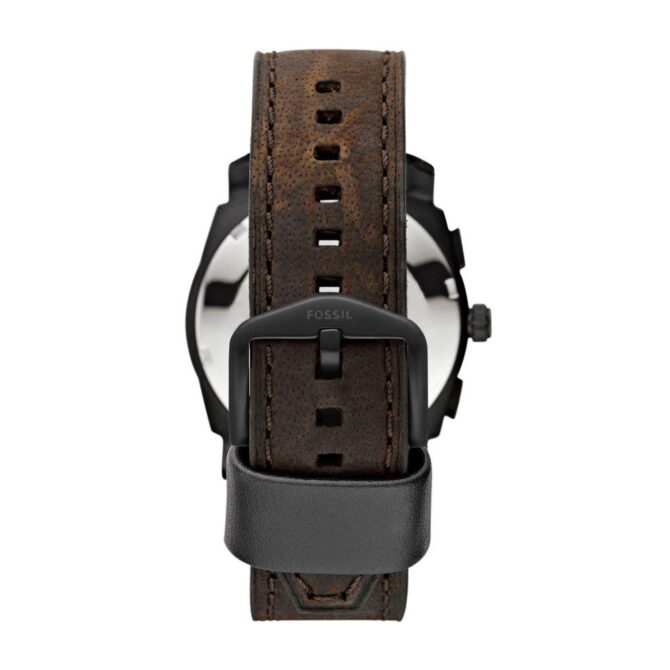 Fossil Men's Machine Black Round Leather Watch