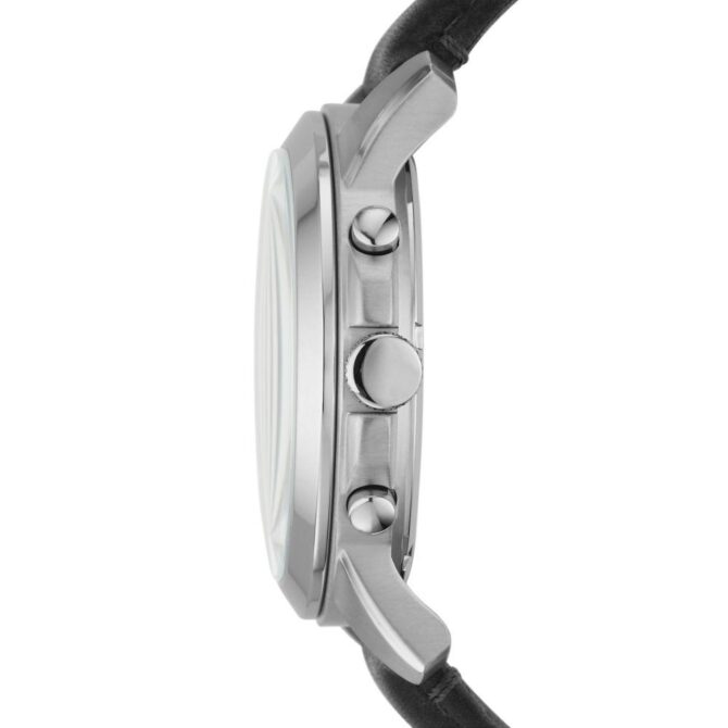 Fossil Men's Grant Silver Round Leather Watch