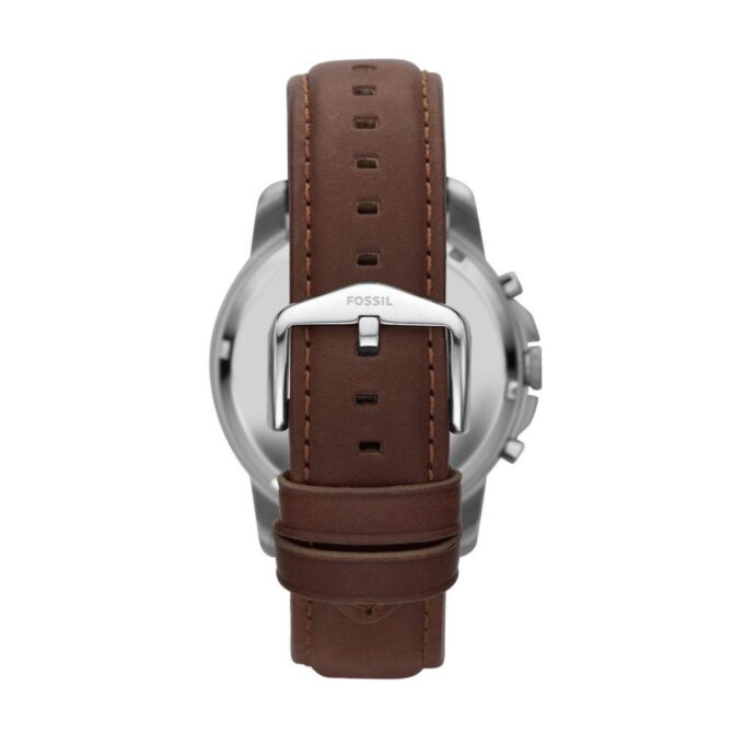 Fossil Men's Grant Silver Round Leather Watch