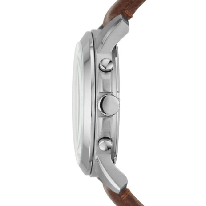 Fossil Men's Grant Silver Round Leather Watch