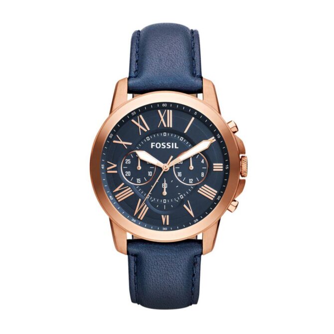 Fossil Men's Grant Rose Gold Round Leather Watch