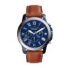 Fossil Men's Grant Blue Round Leather Watch