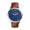 Fossil Men's Minimalist 3H Silver Round Leather Watch