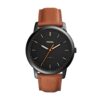 Fossil Men's Minimalist 3H Black Round Leather Watch