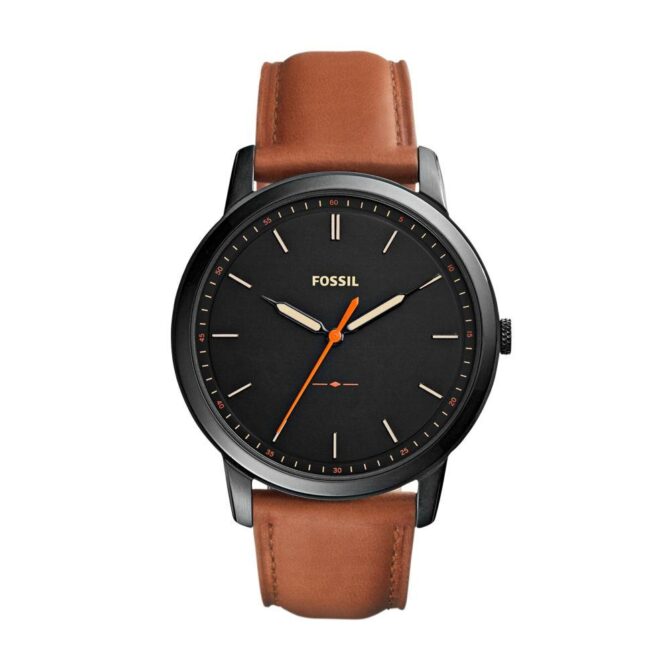 Fossil Men's Minimalist 3H Black Round Leather Watch