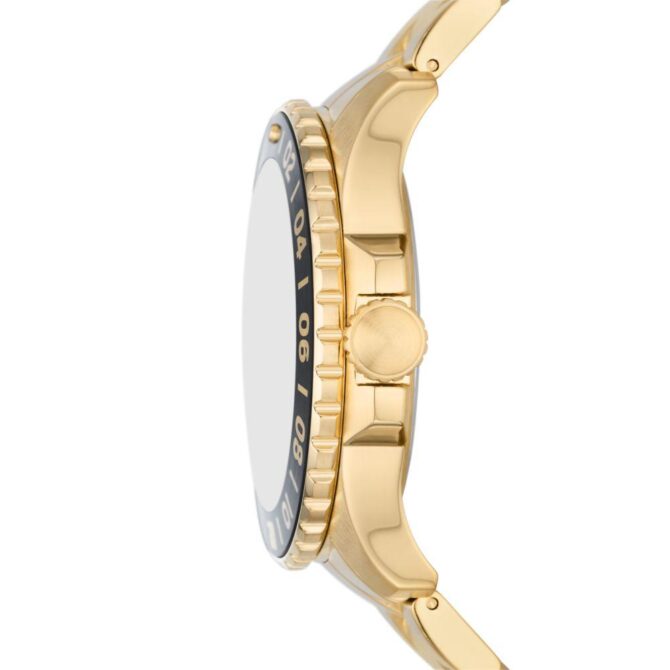 Fossil Men's Blue GMT Gold-Tone Stainless Steel Watch