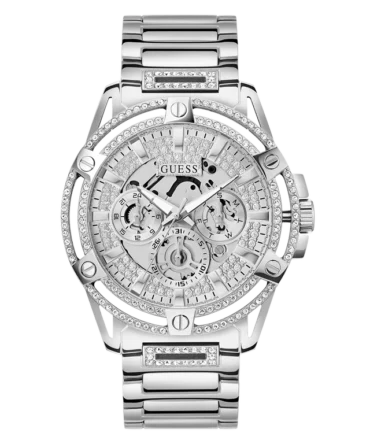 GUESS Mens Silver Tone Multi-function Watch