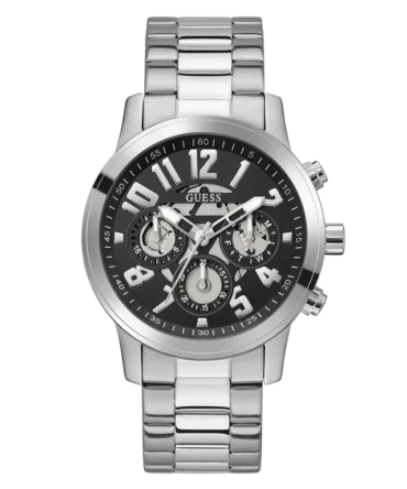 GUESS Mens Silver Tone Multi-function Watch