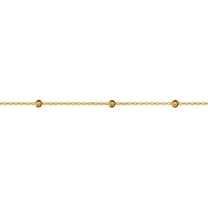 9Kt Yellow Gold Chain with Yellow Gold Beads Bracelet