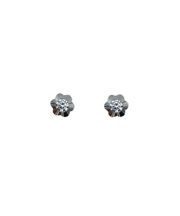 9Kt White Gold Flower Studs