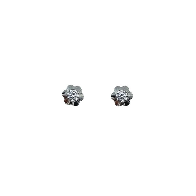 9Kt White Gold Flower Studs