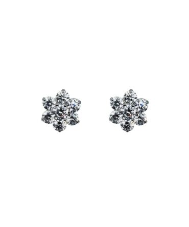 9Kt White Gold Flower Studs