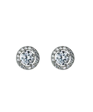 9Kt White Gold Halo Studs