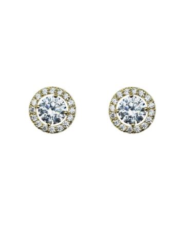 9Kt Gold Halo Stud Earrings